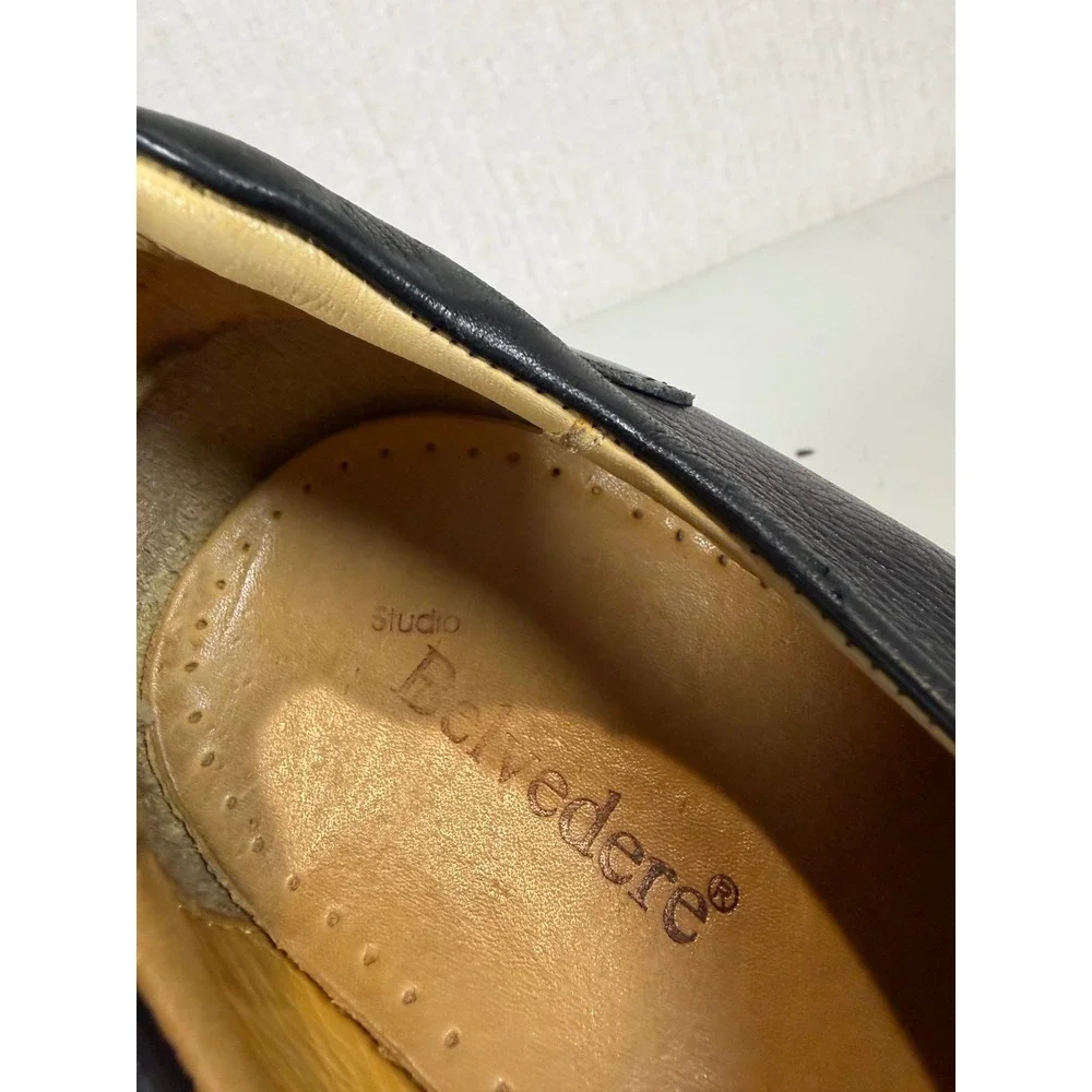 Belvedere Baybridge Men's Black Oxfords Dress Shoes Split Toe Leather Size 9.5M‎